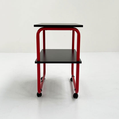 Tubular trolley in metal and wood, 1980s vintage