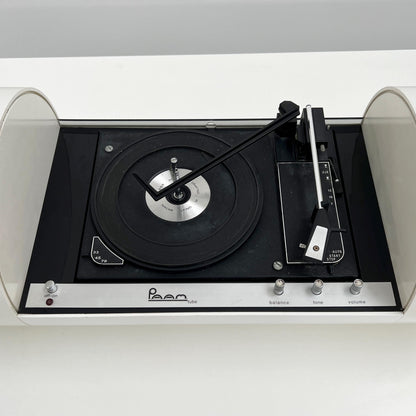 Console Stéréo à Platine Vinyle PAAM Tube Blanche par Yonel Lebovici, Vintage 1968