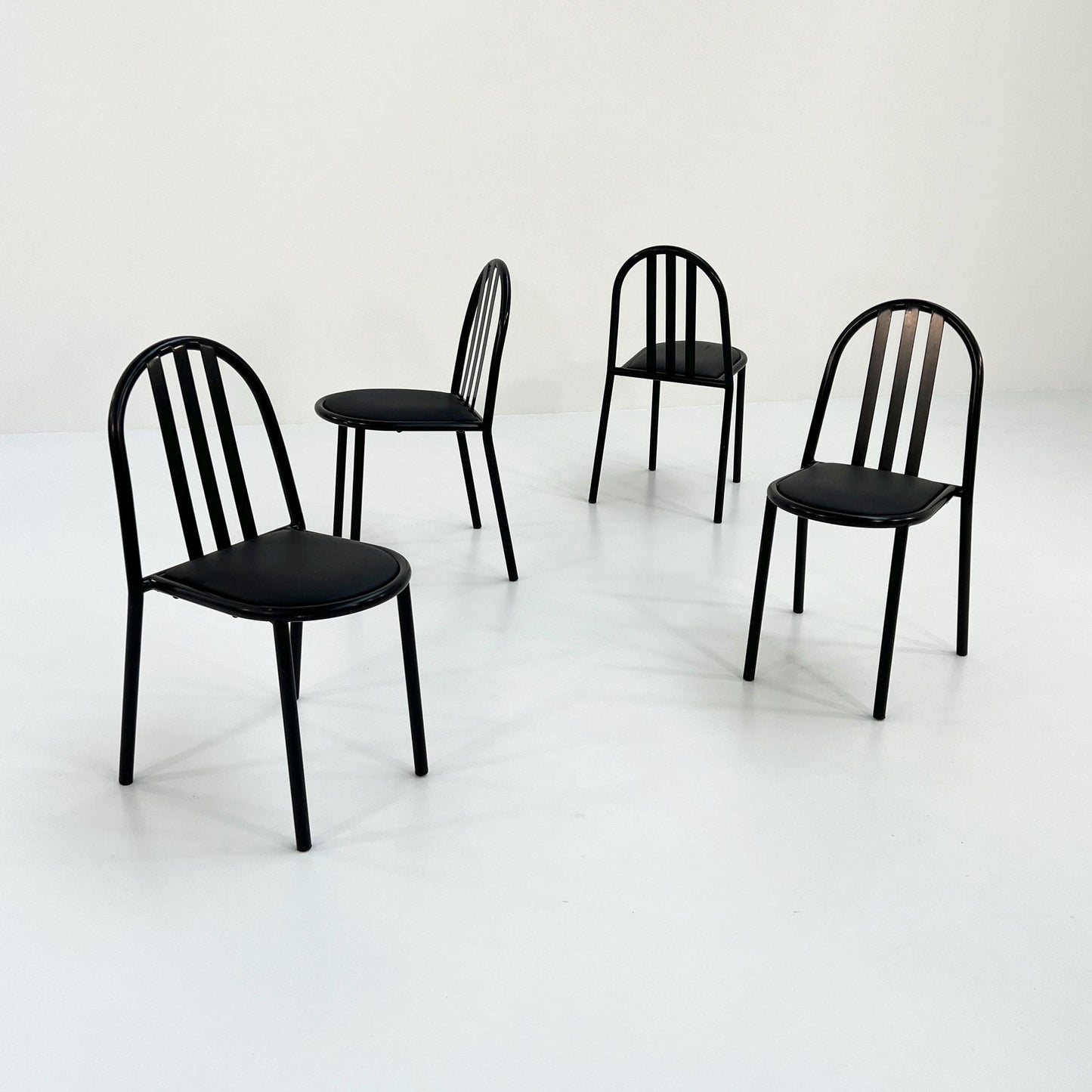 4 black seating No. 222 chairs by Robert Mallet-Stevens for Pallucco Italia, 1980 Vintage