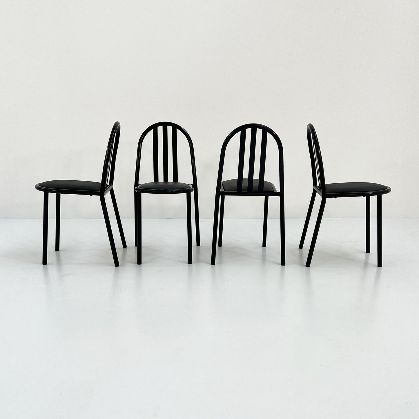 4 chaises noires n°222 par Robert Mallet-Stevens pour Pallucco Italia, 1980 Vintage