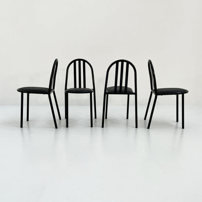 4 black seating No. 222 chairs by Robert Mallet-Stevens for Pallucco Italia, 1980 Vintage