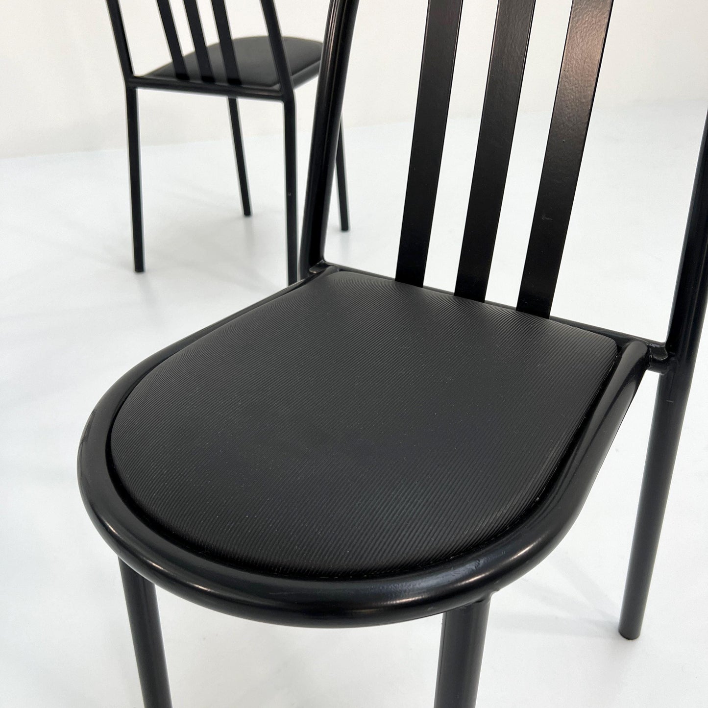 4 black seating No. 222 chairs by Robert Mallet-Stevens for Pallucco Italia, 1980 Vintage