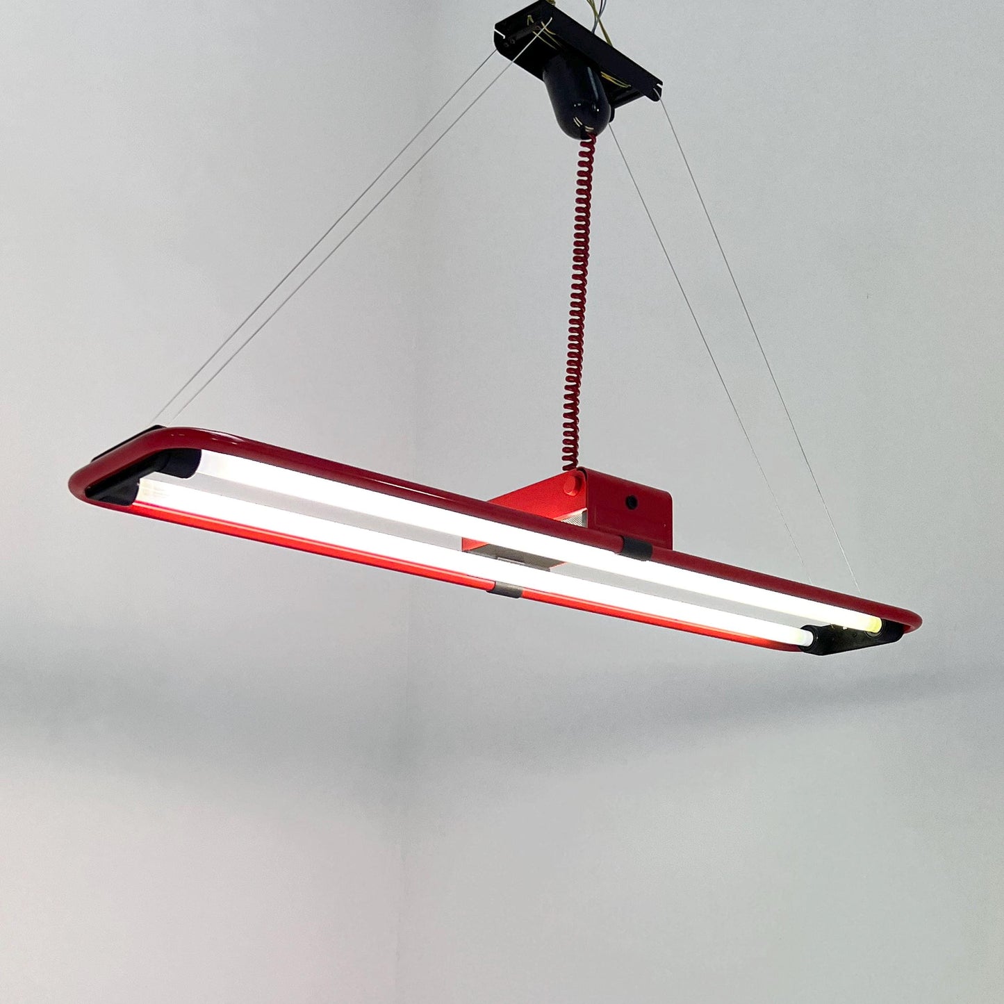 Red neon ceiling lamp by Gian N. Gigante for Zerbetto, 1980s