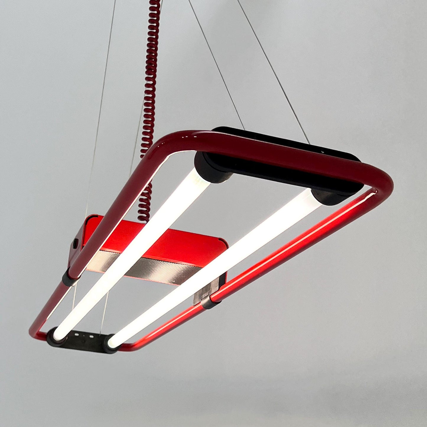 Red neon ceiling lamp by Gian N. Gigante for Zerbetto, 1980s