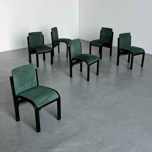 Ensemble de 6 chaises à repas sculpturales italiennes, 1970