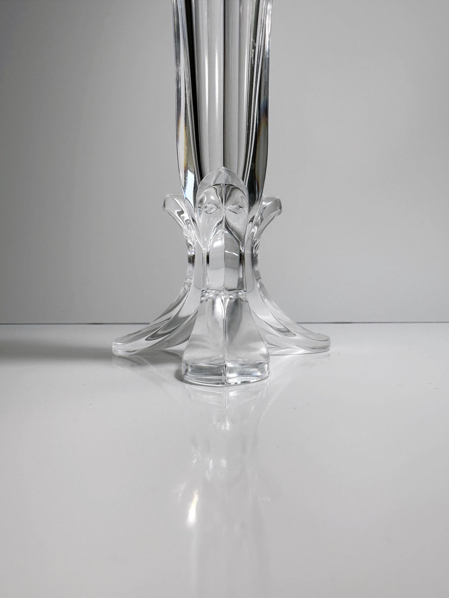 Vase à pieds vintage Vase à fleurs années 80 Verre Cristal Pied Bol Calice Coupe Art Déco Revival