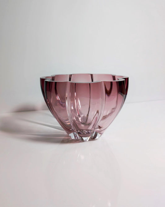 bol en verre cristal vintage Bol Seguso Technique Canneberge Rouge Magenta 1980 Années 80 Fleurs Floral Blossom Forme Violet