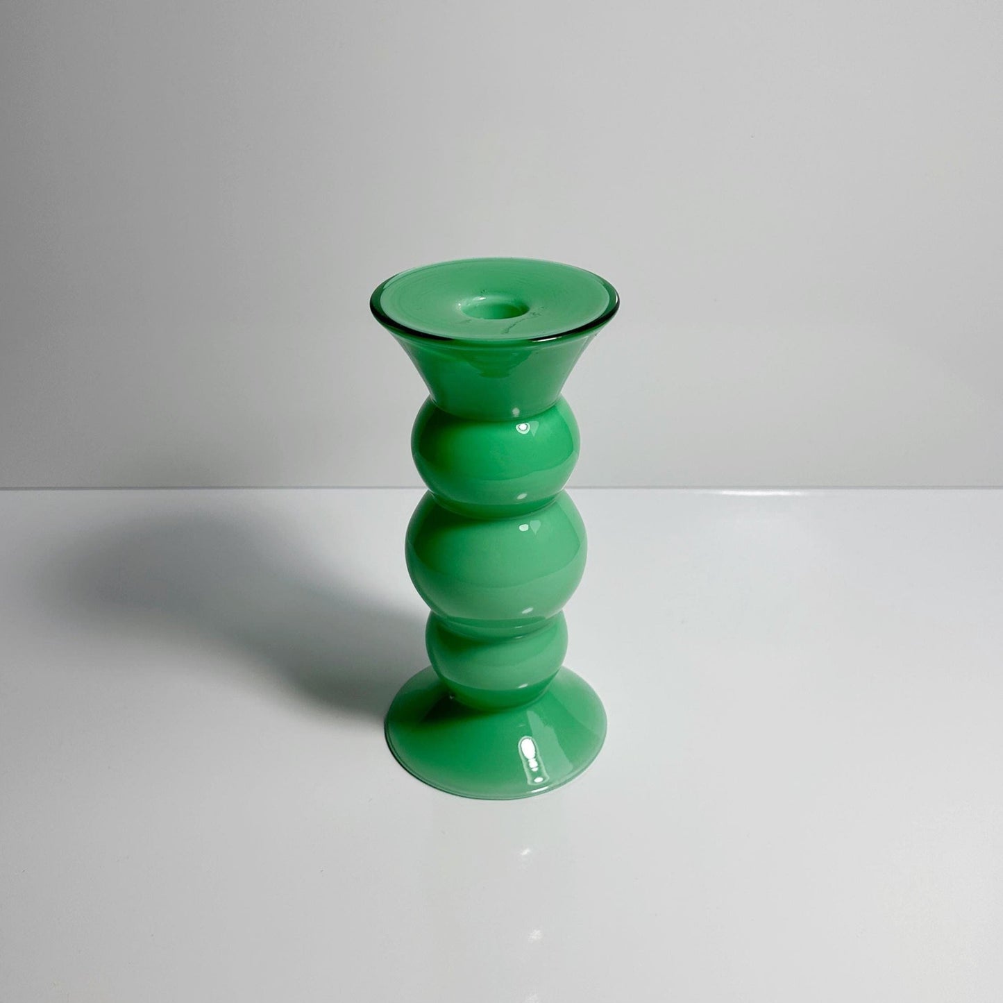 Vintage Glass Candlestick Reversible Vase Frosted Glass Mint Green Water Green 70s Candlestick Candle Holder Flower Vase