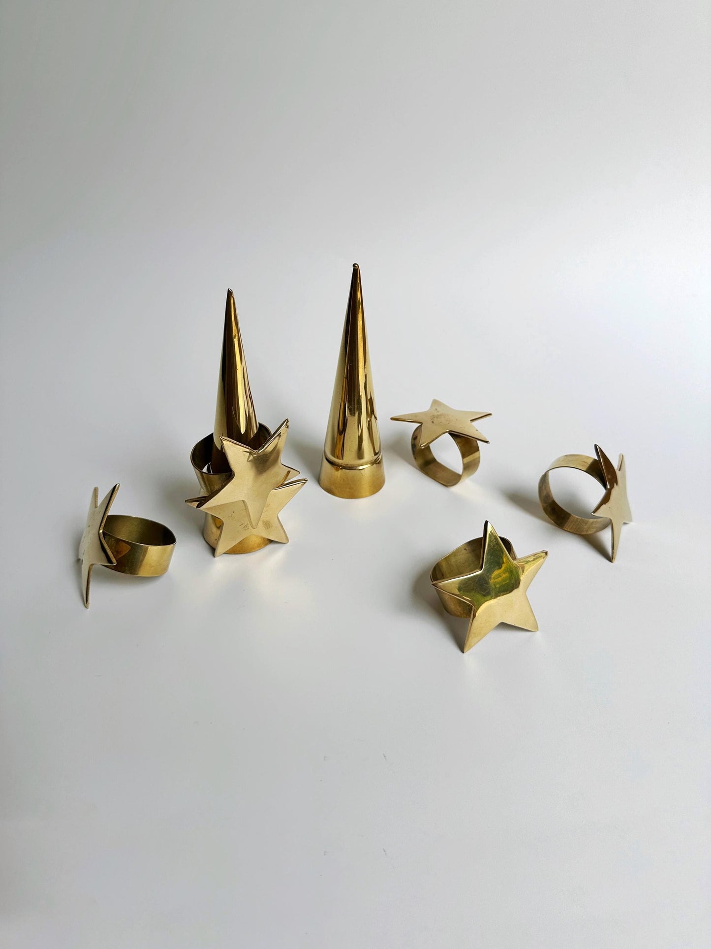 Vintage napkin rings brass 80s star gold witch whimsigoth