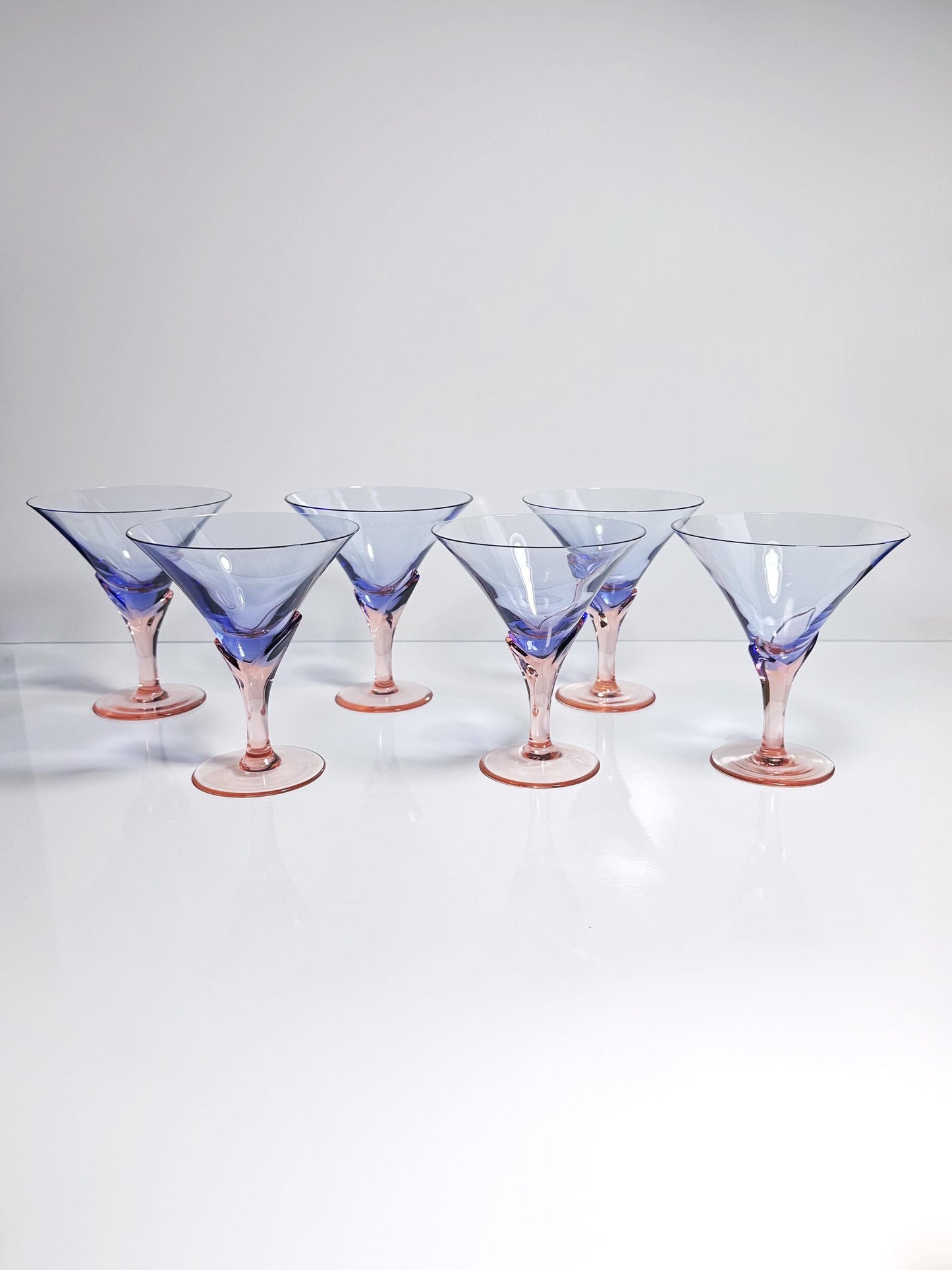 6x Vintage Christinenhütte 1980s Champagne Dessert Glasses Model Vogue Violet Pink Art Deco Postmodern 80s 90s Germany