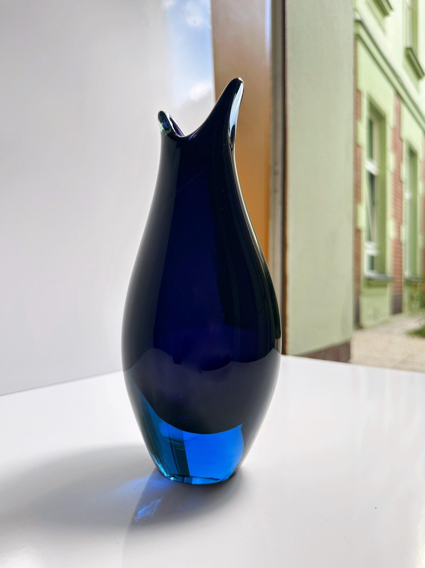 Vintage Murano Flavio Poli Vase Violet Light Blue Black Glass Venice Mid Century Vetro Barovier Toso Tonelli Nason