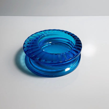 Vintage Böhmischer Aschenbecher Schale Azur Blau CZ Glas Blau 60er 70er Seguso Kobalt Ultramarine Blau