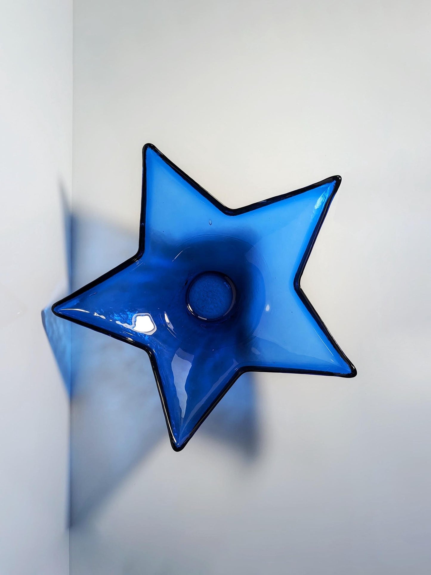 Vintage Bowl Cobalt Blue Glass 80s 90s Star Whimsigoth Revival 1980 Ultramarine Fruit Bowl