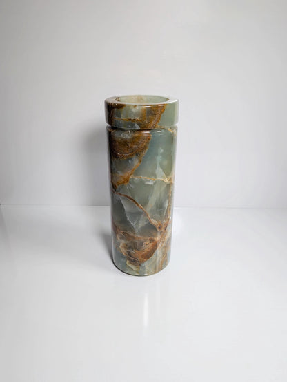 Solid Marble Vase Cylinder Column Flower Vase Carrara Onyx Natural Stone Travertine Tall 1970s Green Mid Century Boho Japandi Scandi