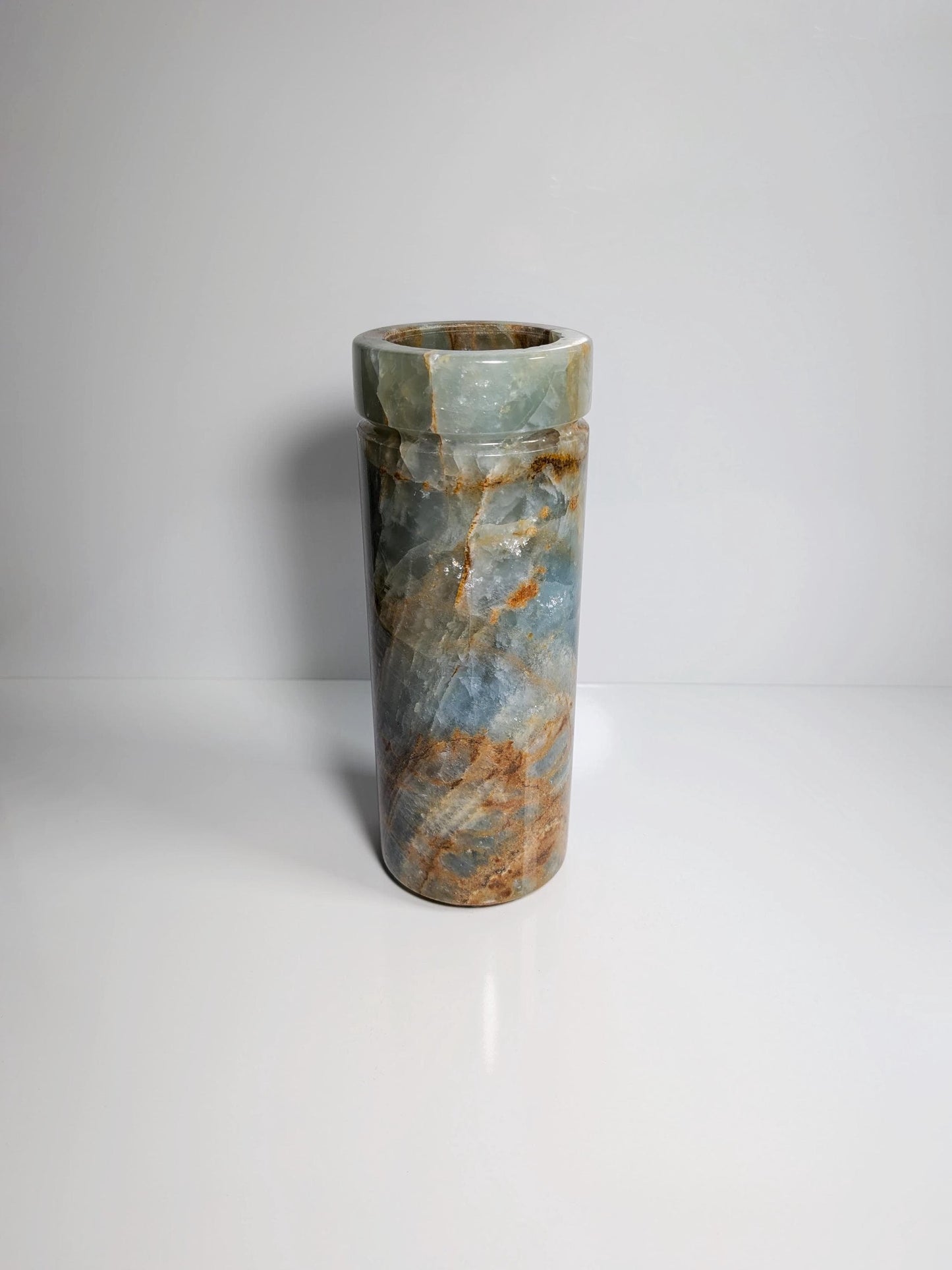 Solid Marble Vase Cylinder Column Flower Vase Carrara Onyx Natural Stone Travertine Tall 1970s Green Mid Century Boho Japandi Scandi