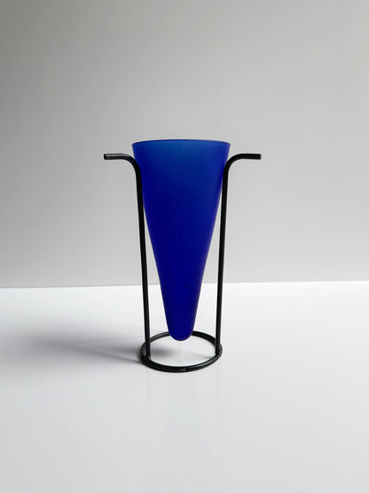 Vintage 90er 80er Montana Kobalt Blaue Glas Vase Y2K Blumenvase Memphis Milano Bauhaus Postmodern Ettore Sottsass 90er Ultramarine