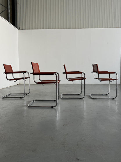 Set aus 4 Freischwinger Stühlen im Bauhaus-Stil von Mart Stam, 1970er