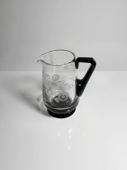 Vintage Art Deco carafe from France around 1930 black glass Bauhaus jug 30s French