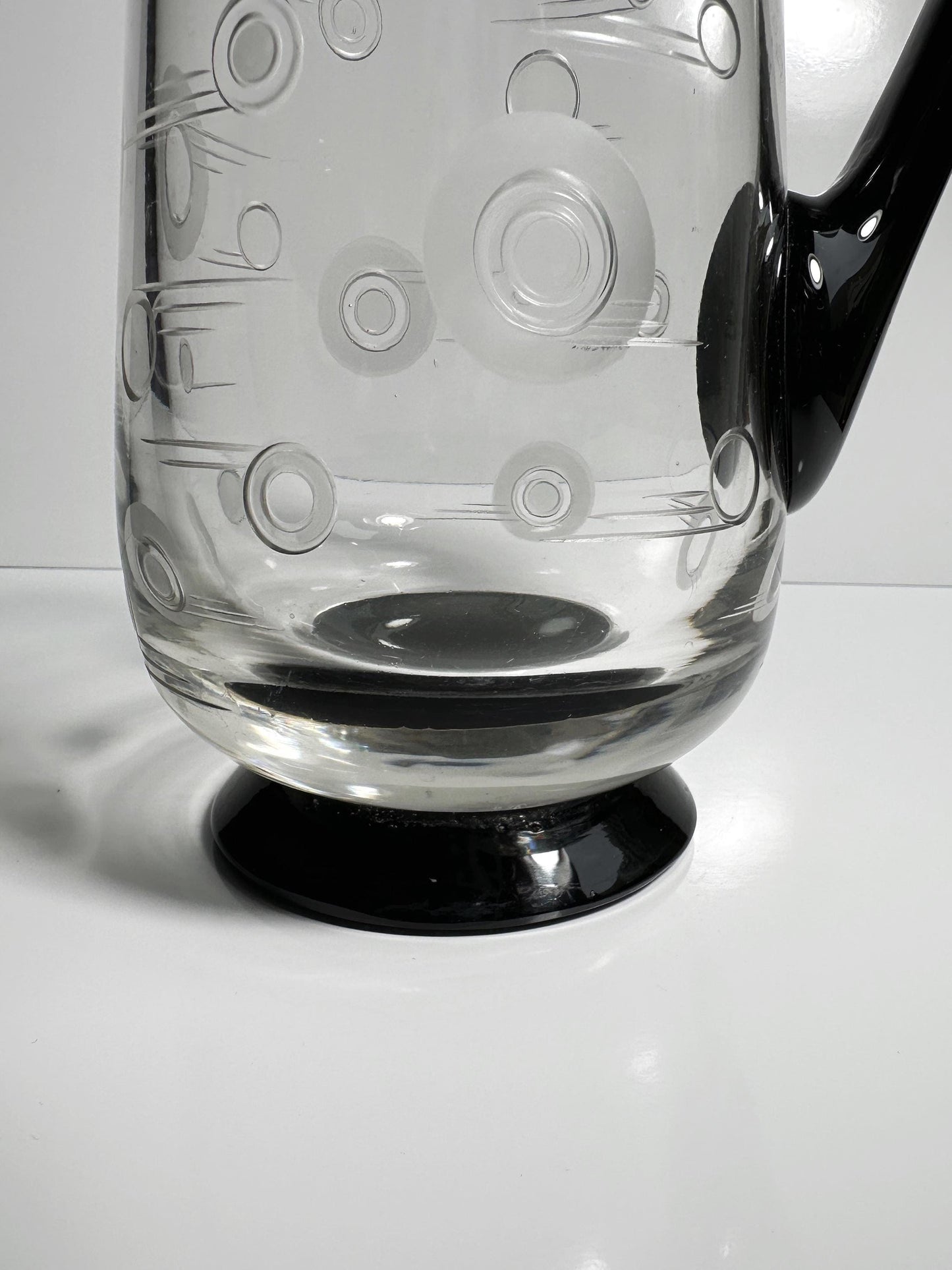 Vintage Art Deco carafe from France around 1930 black glass Bauhaus jug 30s French