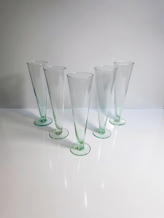 5 Vintage Beer Glasses Water Green Mint Green Turquoise Sparkling Wine Glasses Champagne Wine White Wine Red Wine Goblet