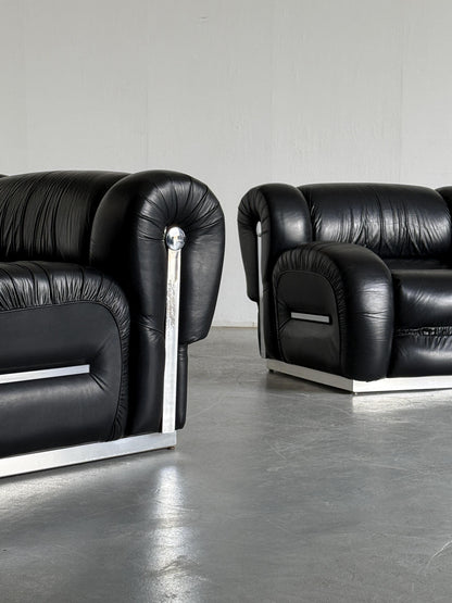 Two Italian Space Age Sculptural Cloud Lounge Chairs, Mid-Century Modern