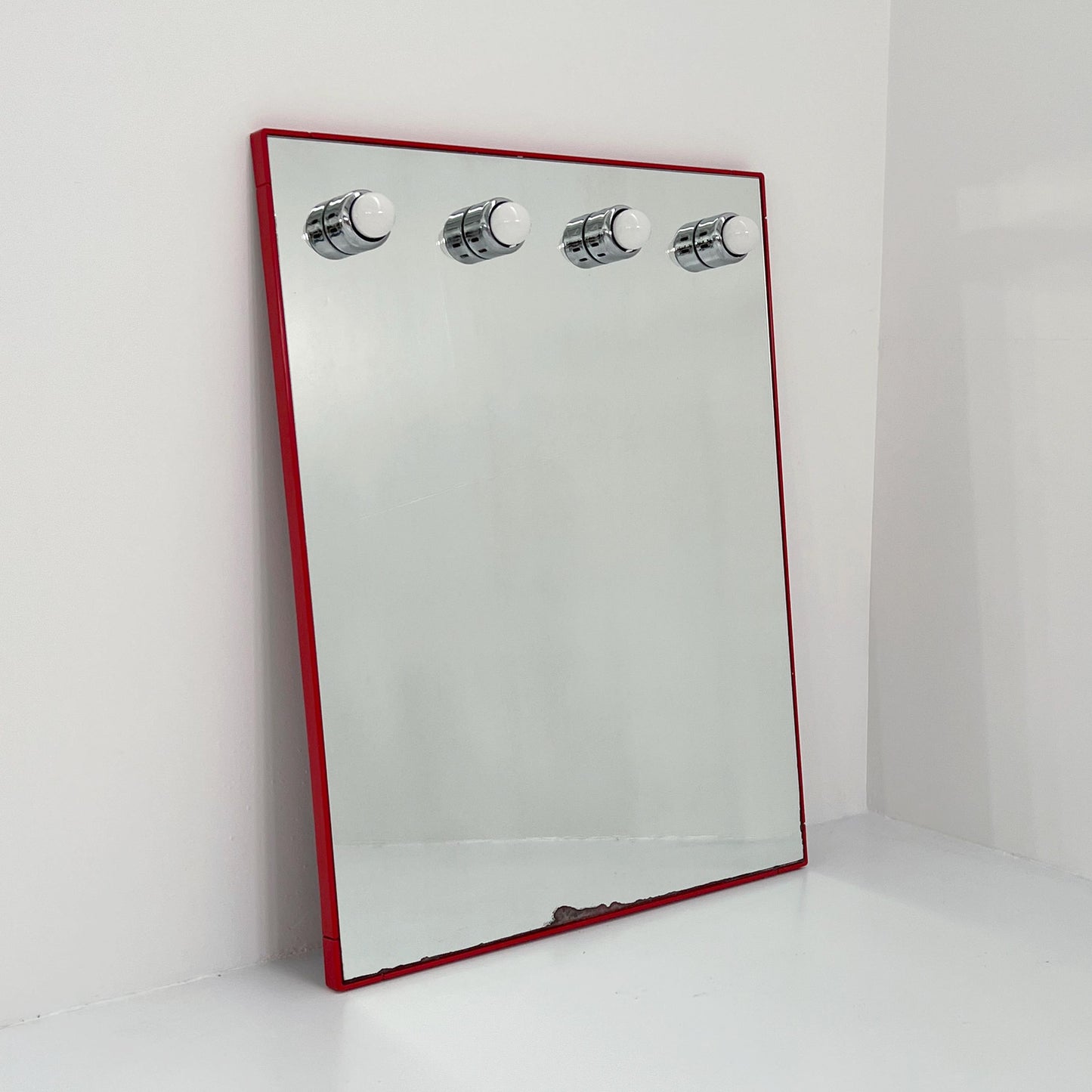 Large red cosmetic mirror by Gedy, 1980s