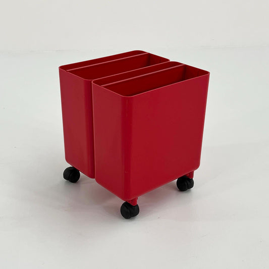 Red file holder on wheels by Georges Coslin for Longato, 1960s