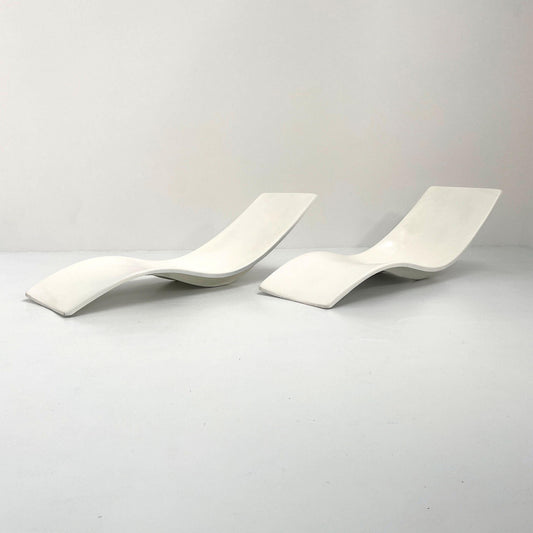 Pair of sun loungers by Charles Zublena for Les Plastiques de Bourgogne, 1960s vintage