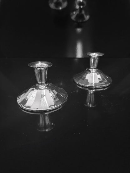 2 silver plated Art Deco candlesticks candlestick candle holder 30s 1930 faceted