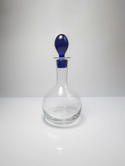 Vintage Decanter Carafe Glass Postmodern Cobalt Ultramarine Blue 90s Red Wine White Wine y2K Murano Memphis