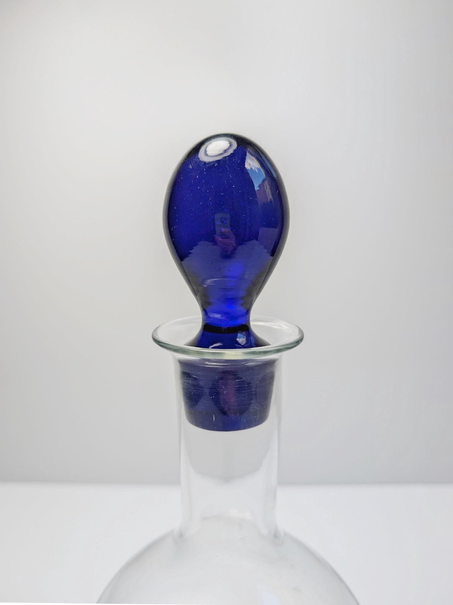 Vintage Decanter Carafe Glass Postmodern Cobalt Ultramarine Blue 90s Red Wine White Wine y2K Murano Memphis