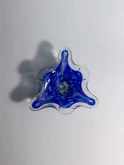 Vintage Murano Ashtray Ultramarine Cobalt Blue Speckles Triangle 70s Bowl 1970 Italy