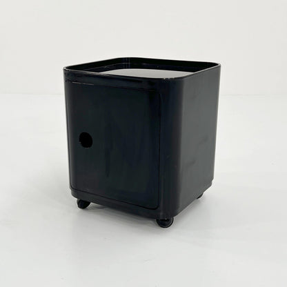 Black Componibili storage unit on wheels by Anna Castelli for Kartell, 1970s