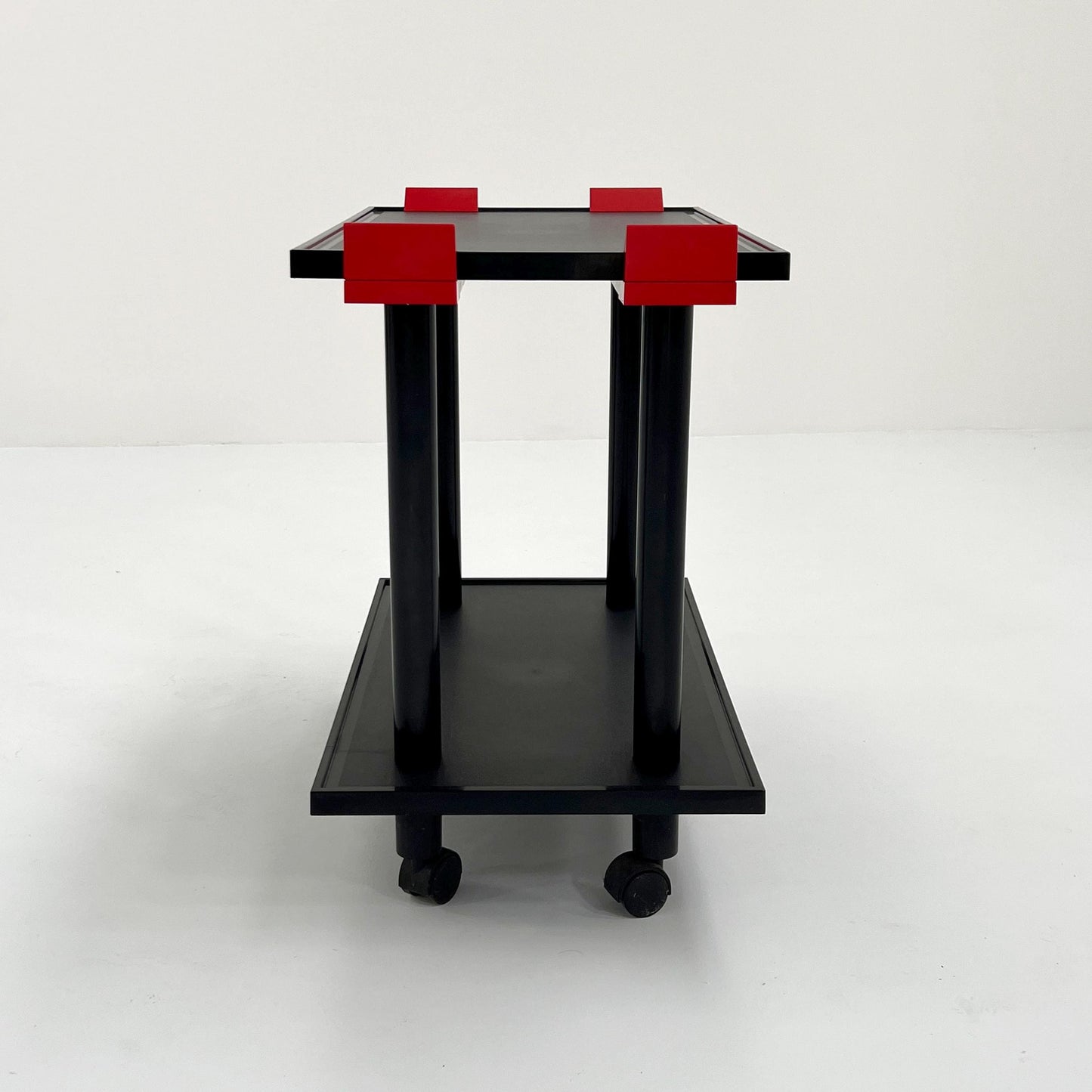 Black and Red Postmodern Trolley by Anna Castelli Ferrieri for Kartell, 1980s