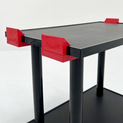 Black and Red Postmodern Trolley by Anna Castelli Ferrieri for Kartell, 1980s