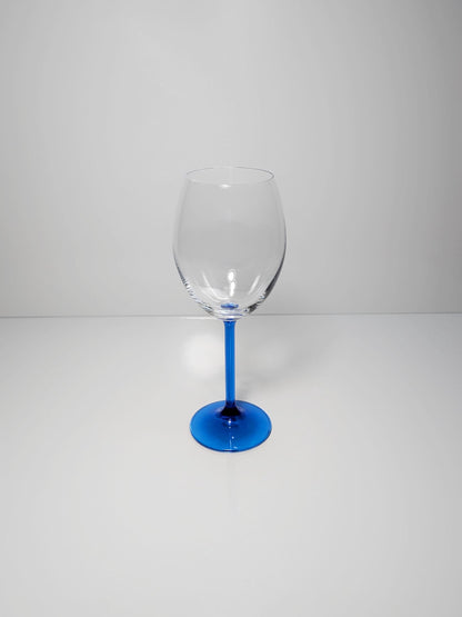 5 Vintage French Wine Glasses Crystal Glass Blue Luminarc 80s Blue Azure Light Blue Cobalt Ultramarine