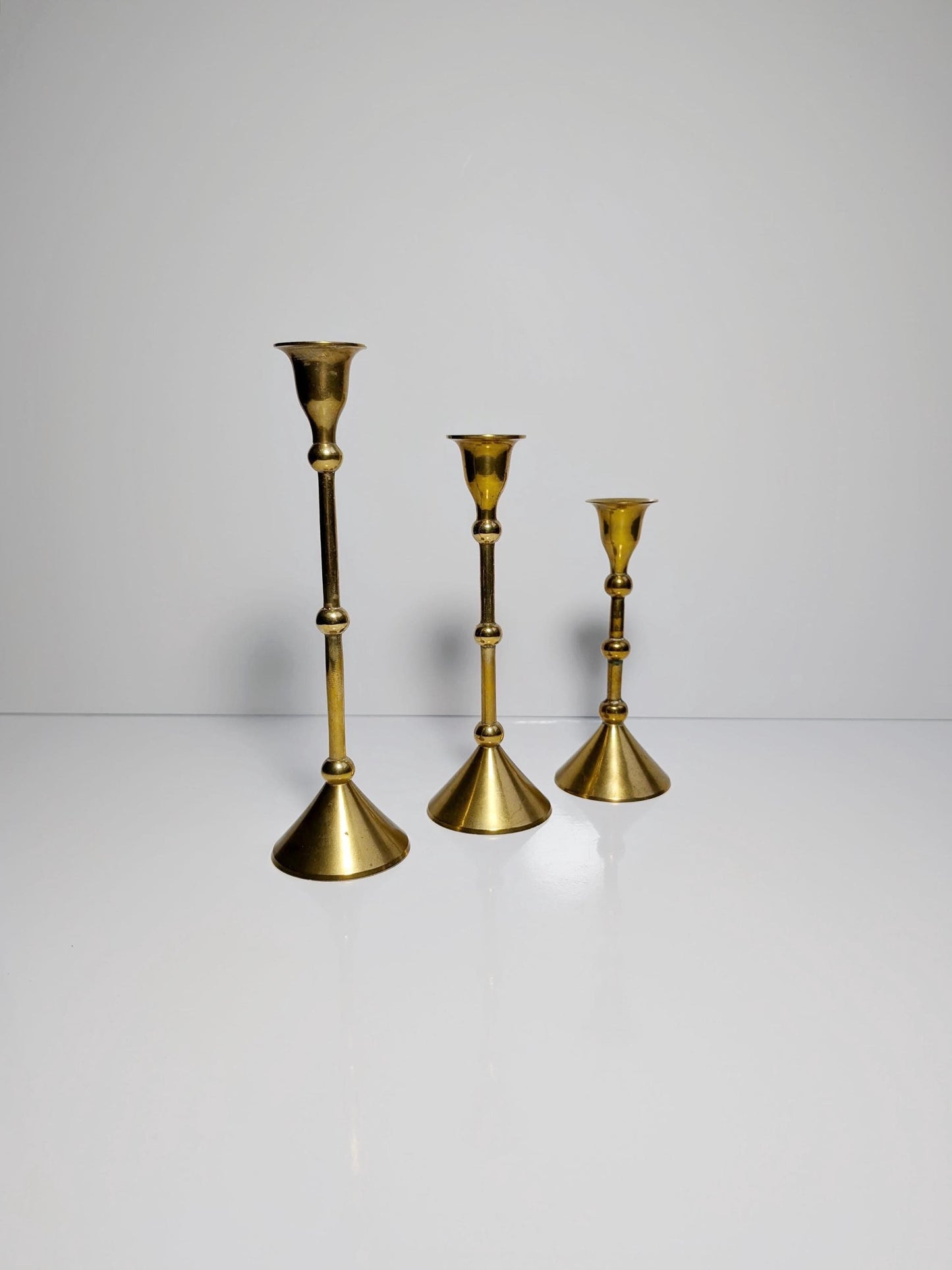 3 x Set vintage brass candle holder Mid Century candlestick candlestick metal gold classic 70s 60s 50s