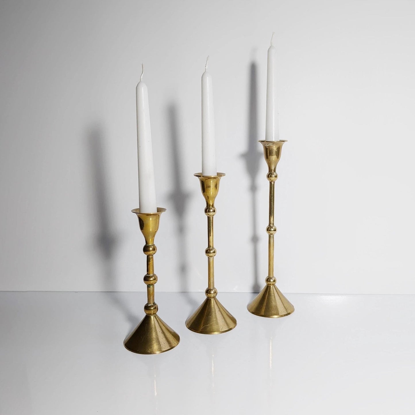 3 x Set vintage brass candle holder Mid Century candlestick candlestick metal gold classic 70s 60s 50s