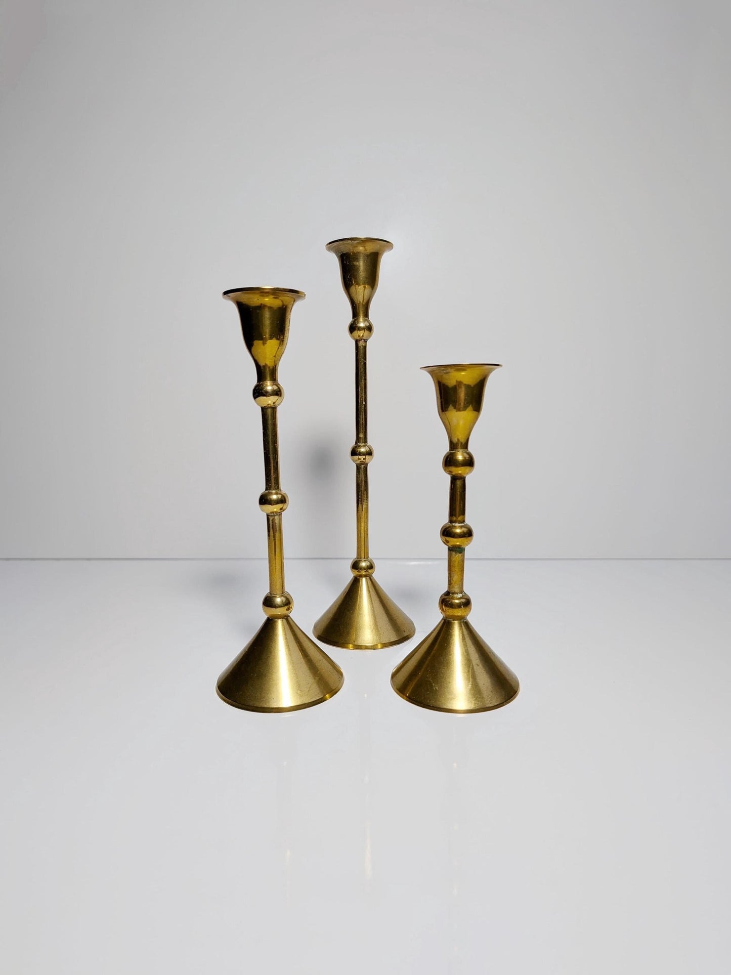 3 x Set vintage brass candle holder Mid Century candlestick candlestick metal gold classic 70s 60s 50s