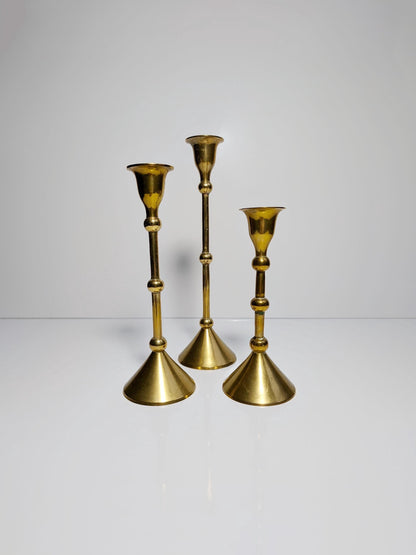 3 x Set vintage brass candle holder Mid Century candlestick candlestick metal gold classic 70s 60s 50s