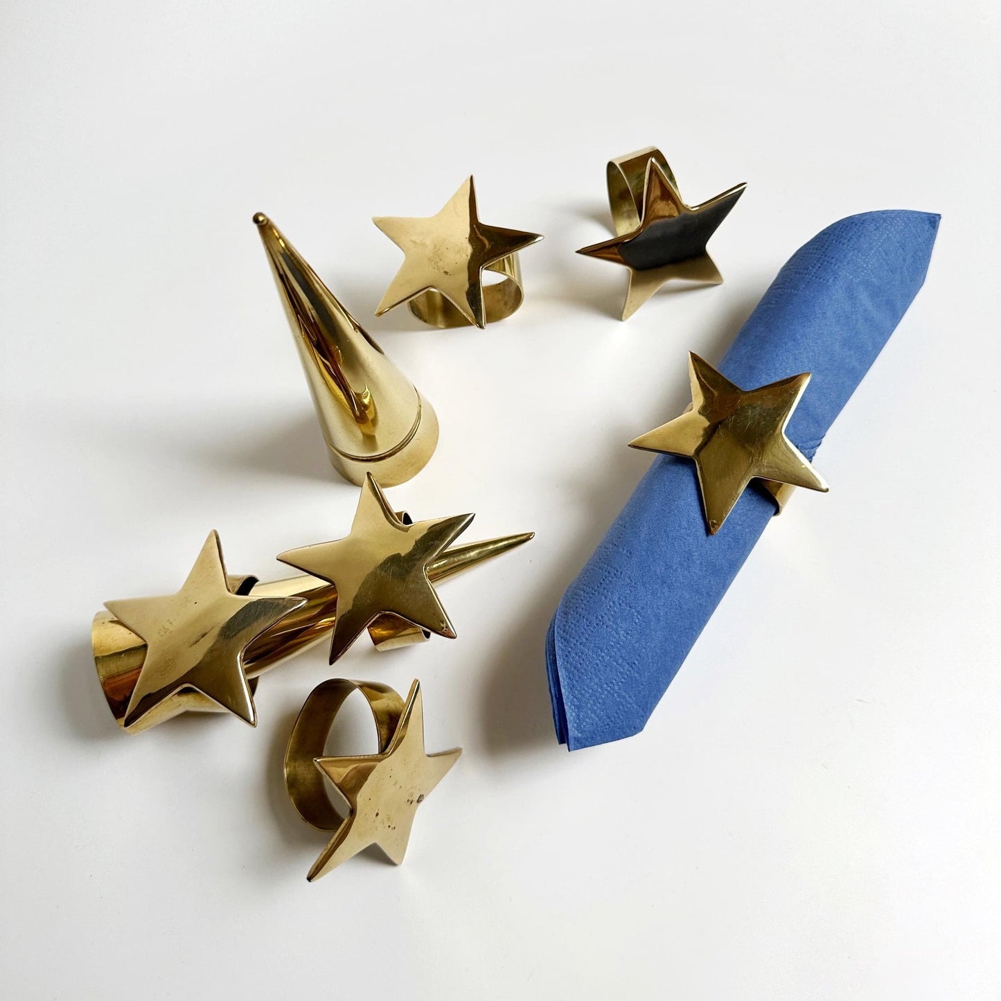 Vintage napkin rings brass 80s star gold witch whimsigoth