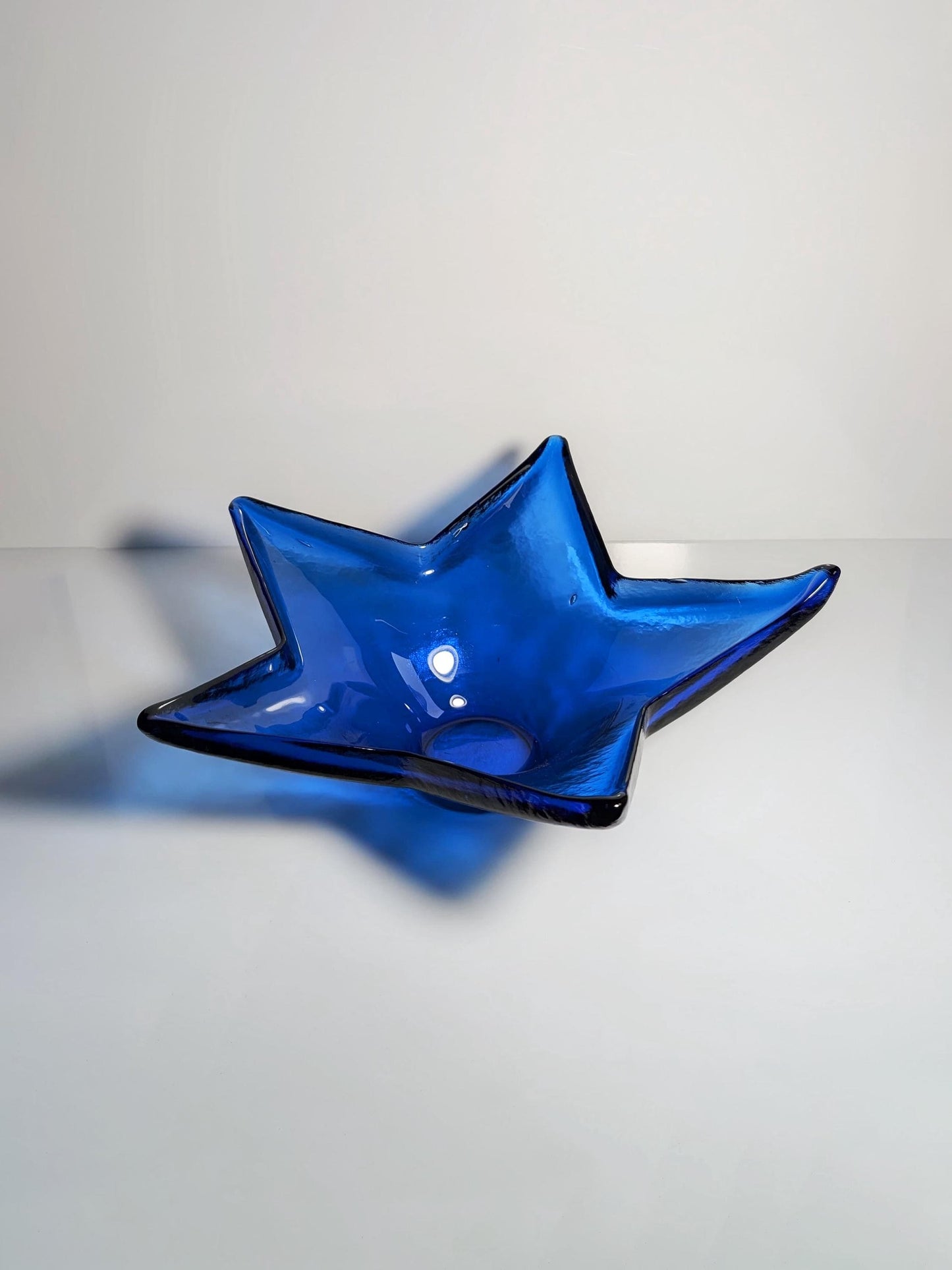 Vintage Bowl Cobalt Blue Glass 80s 90s Star Whimsigoth Revival 1980 Ultramarine Fruit Bowl