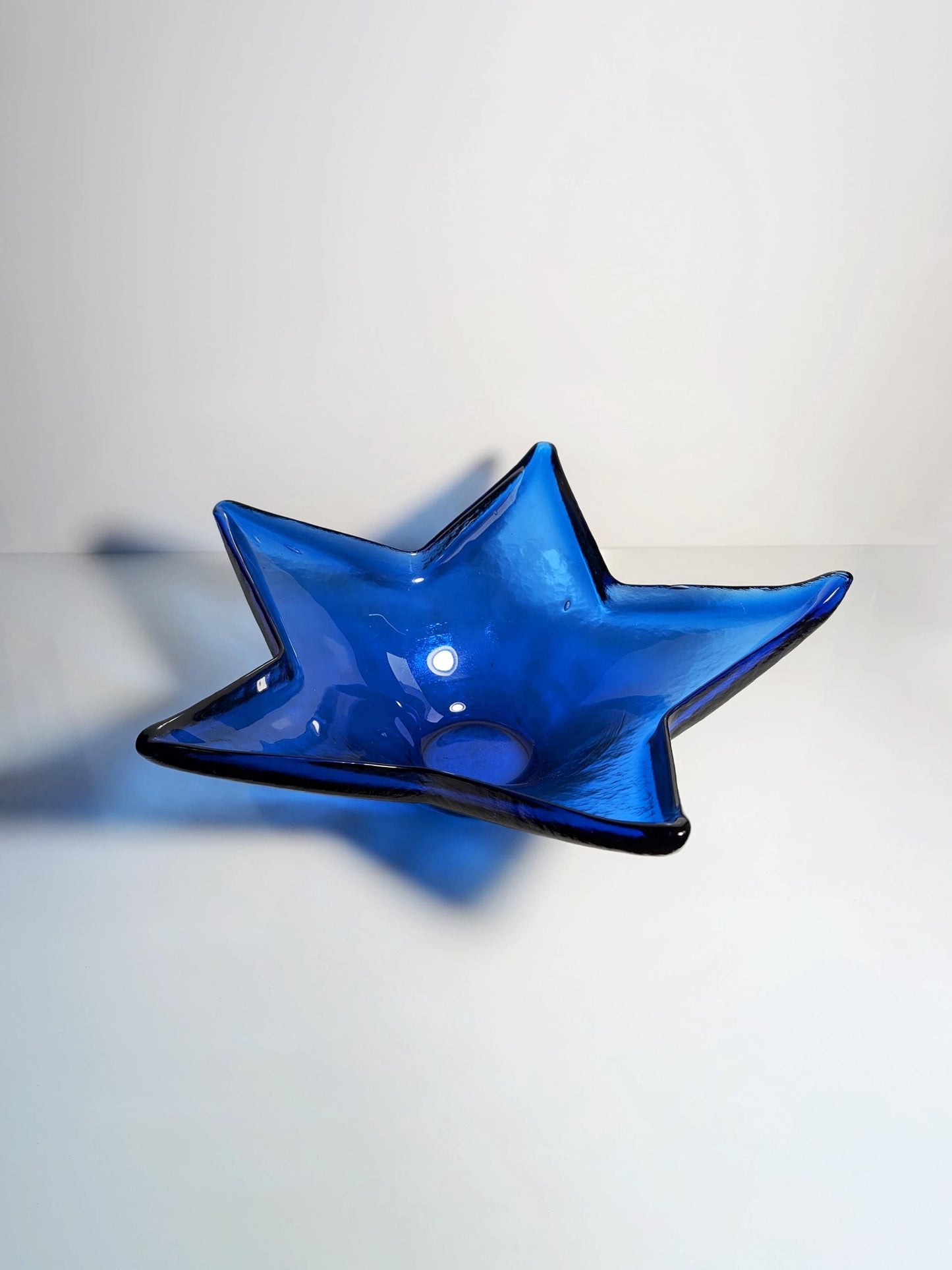 Vintage Bowl Cobalt Blue Glass 80s 90s Star Whimsigoth Revival 1980 Ultramarine Fruit Bowl