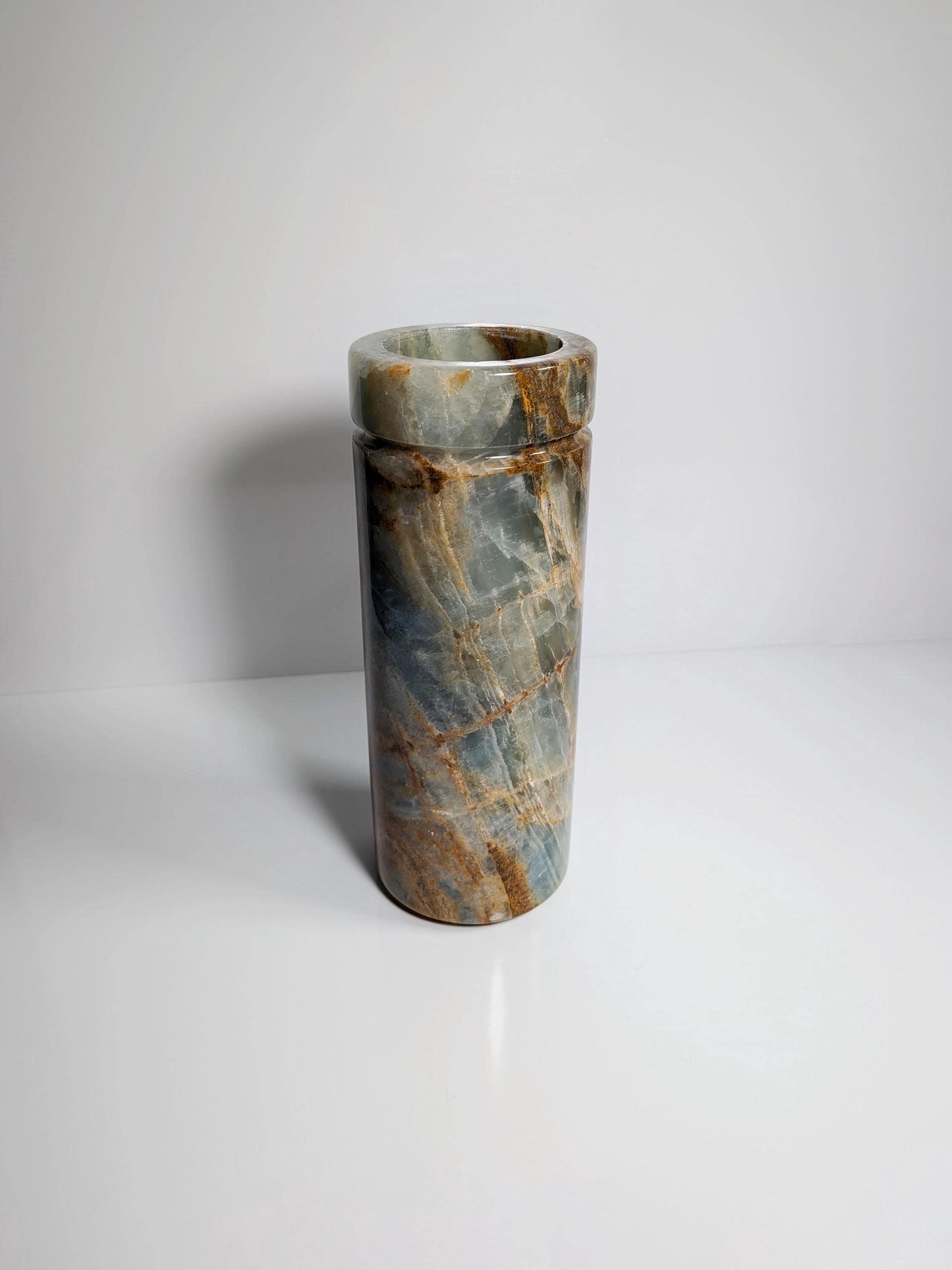 Solid Marble Vase Cylinder Column Flower Vase Carrara Onyx Natural Stone Travertine Tall 1970s Green Mid Century Boho Japandi Scandi