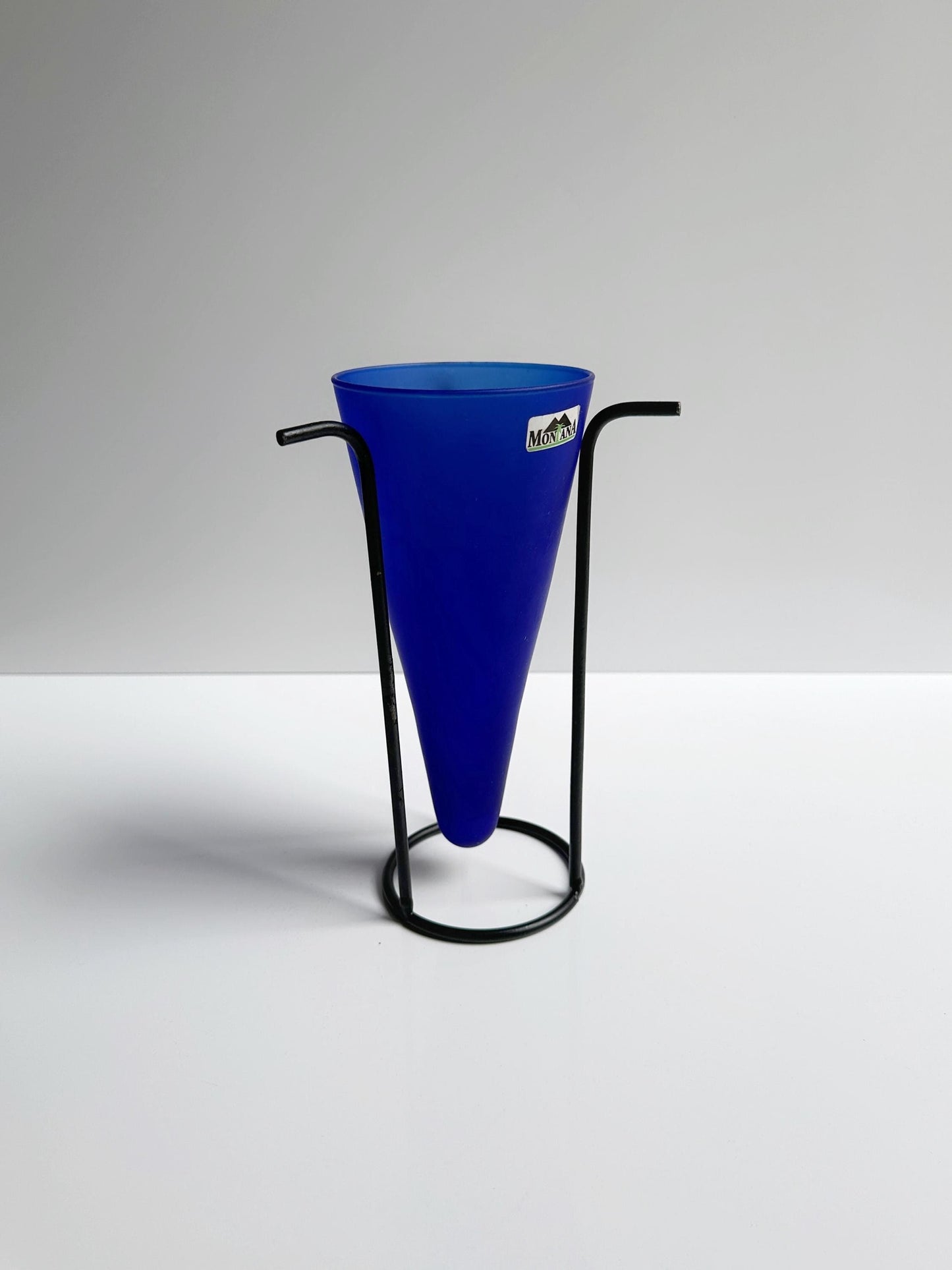 Vintage 90er 80er Montana Kobalt Blaue Glas Vase Y2K Blumenvase Memphis Milano Bauhaus Postmodern Ettore Sottsass 90er Ultramarine