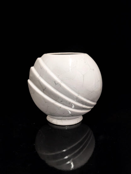 Vintage Ceramic Vase Art Deco Neo Revival Foam Glaze Shell White Flower Vase 80s 1980