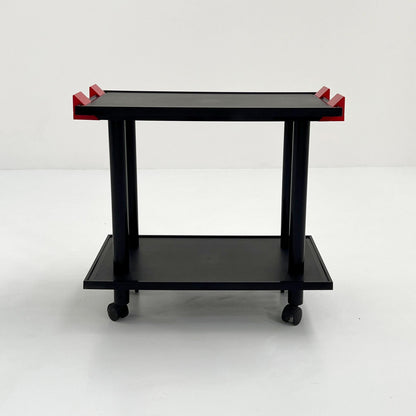 Black and Red Postmodern Trolley by Anna Castelli Ferrieri for Kartell, 1980s