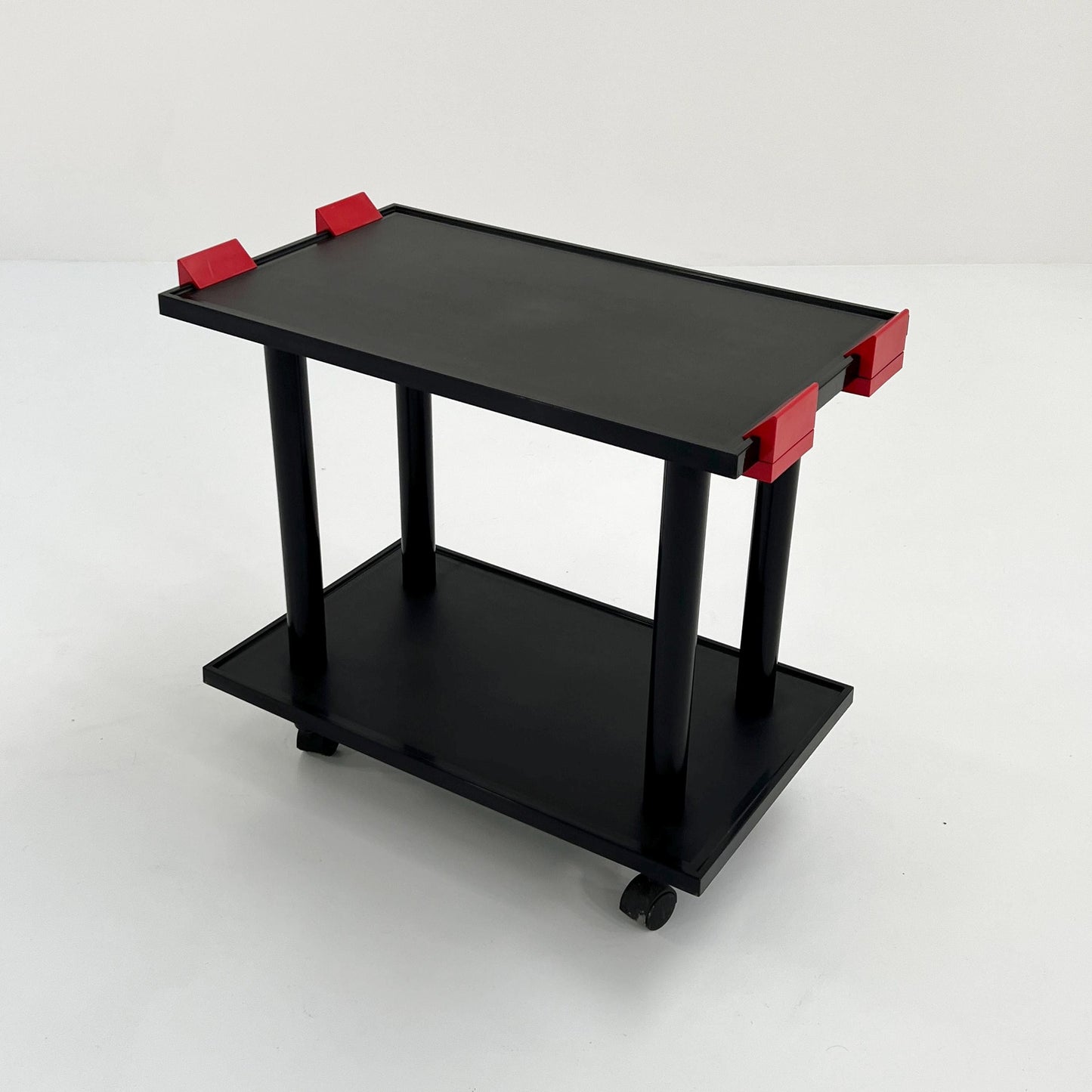 Black and Red Postmodern Trolley by Anna Castelli Ferrieri for Kartell, 1980s