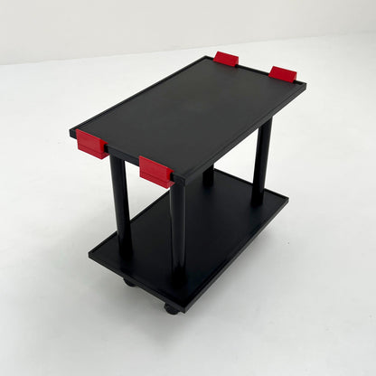 Black and Red Postmodern Trolley by Anna Castelli Ferrieri for Kartell, 1980s