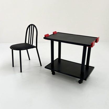 Black and Red Postmodern Trolley by Anna Castelli Ferrieri for Kartell, 1980s